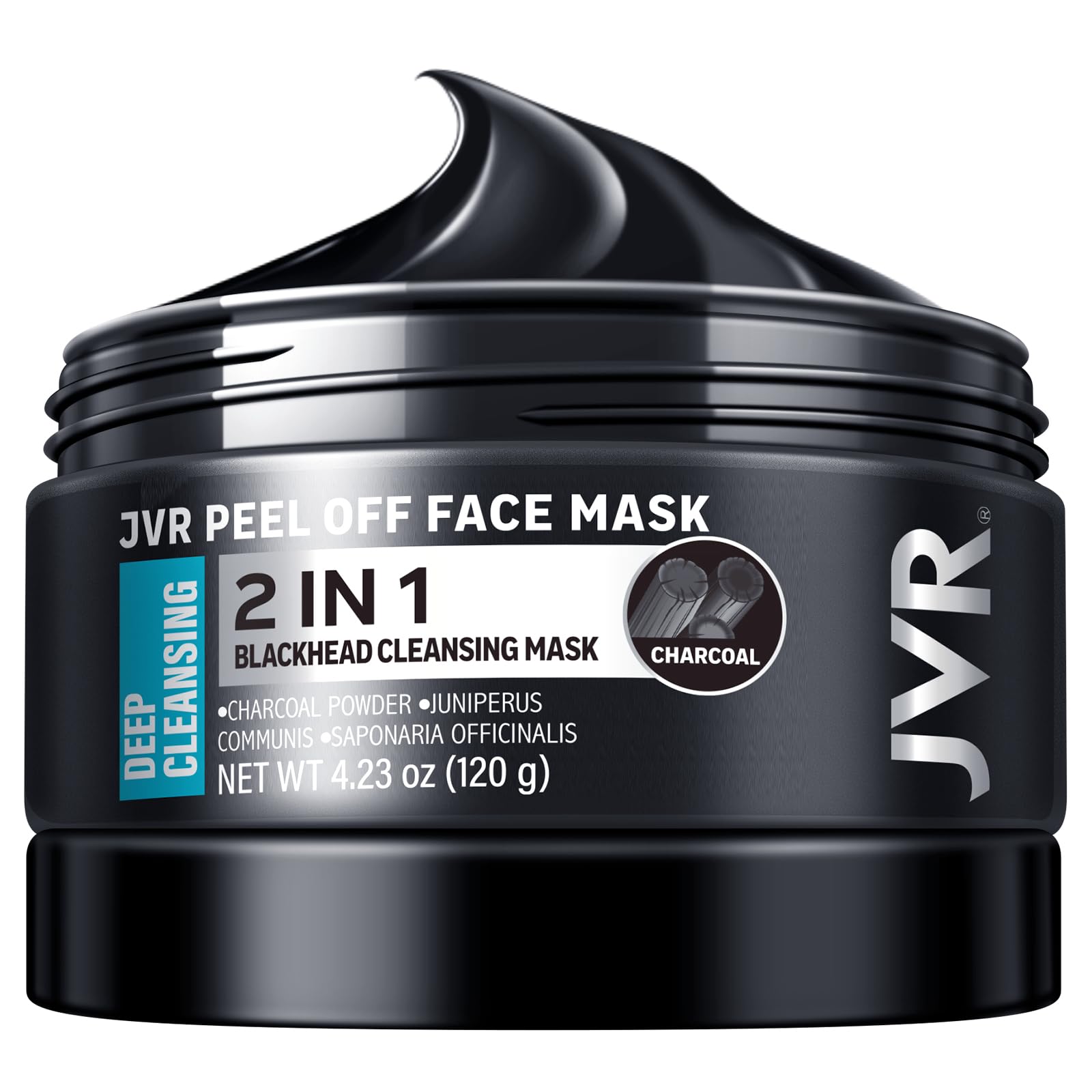 Blackhead Remover Mask, JVR Bamboo Charcoal Peel Off Face Masks for Men, Purifying Pores, Deep Cleansing, for All Skin Types 120ml