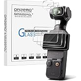(3 Sets 6 Packs) Orzero Compatible for DJI Osmo Pocket 3 Camera, Tempered Glass Camera Protectors + Display Screen Protectors