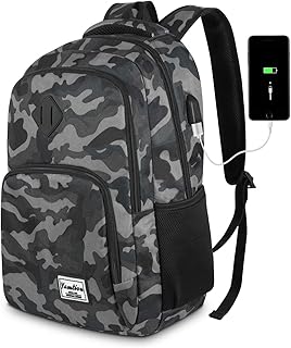 YAMTION Herren Rucksack,Schulrucksack Jungen Teenager mit mit USB-Ladeanschluss für Reisen Camping Schule Arbeit Büro