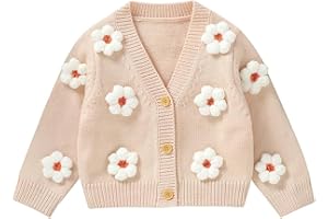 Neiwech Baby Girl Cardigan Sweater Toddler Knit V-Neck Button Long Sleeve Outwear Fall Winter Clothes