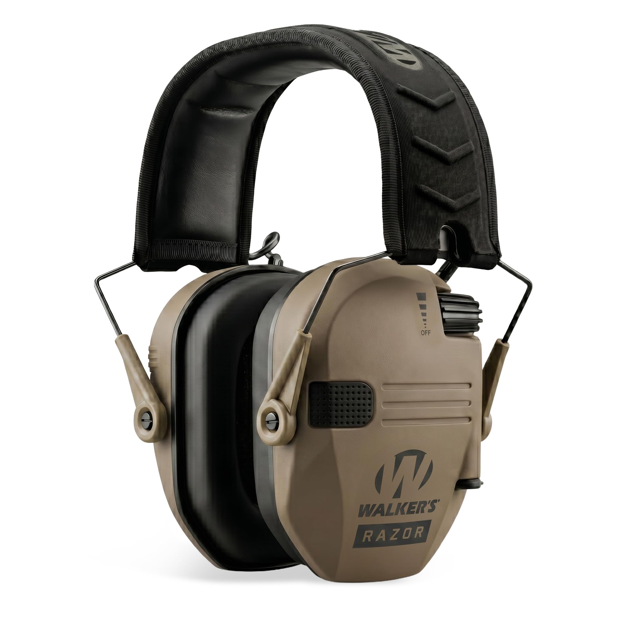 Walker's Razor Slim Shooter Electronic Hunting Folding Hearing Protection Earmuffs with 23dB Noise Reduction and Sound Amplification, Dark Earth