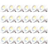 Amico 24 Pack 5/6 inch 5CCT LED Recessed Lighting, Dimmable, 12.5W=100W, 950LM, 2700K/3000K/4000K/5000K/6000K Selectable, Retrofit Can Lights with Baffle Trim, IC Rated - ETL & FCC, White
