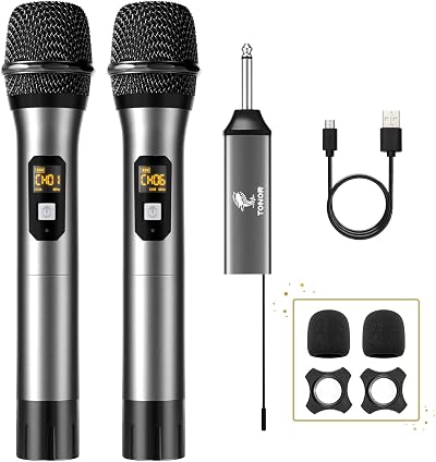 TONOR TW630 Wireless UHF Dual Microphone System with Rechargeable Receiver