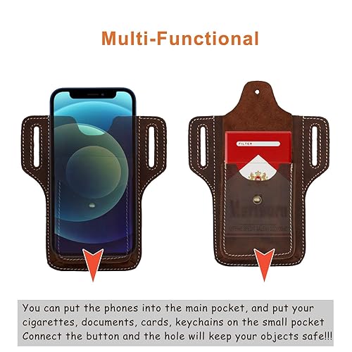 Leather Phone Holster for Men Belt Clip Cell Phone Pouch Case Tool