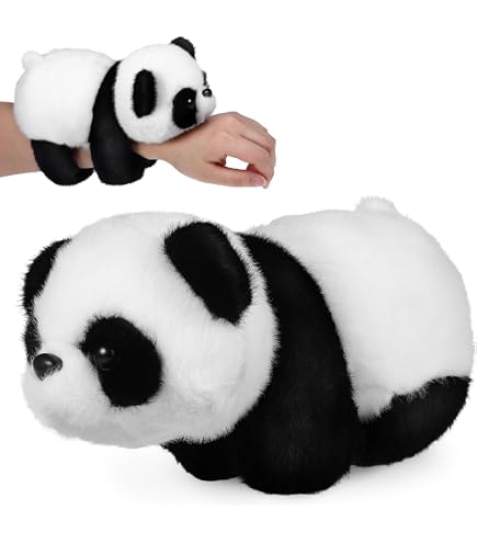 2 Bracelets Slap En Peluche – Panda Roux Et Paresseux, Doux, Réglables, Pour Déco Et Cadeaux