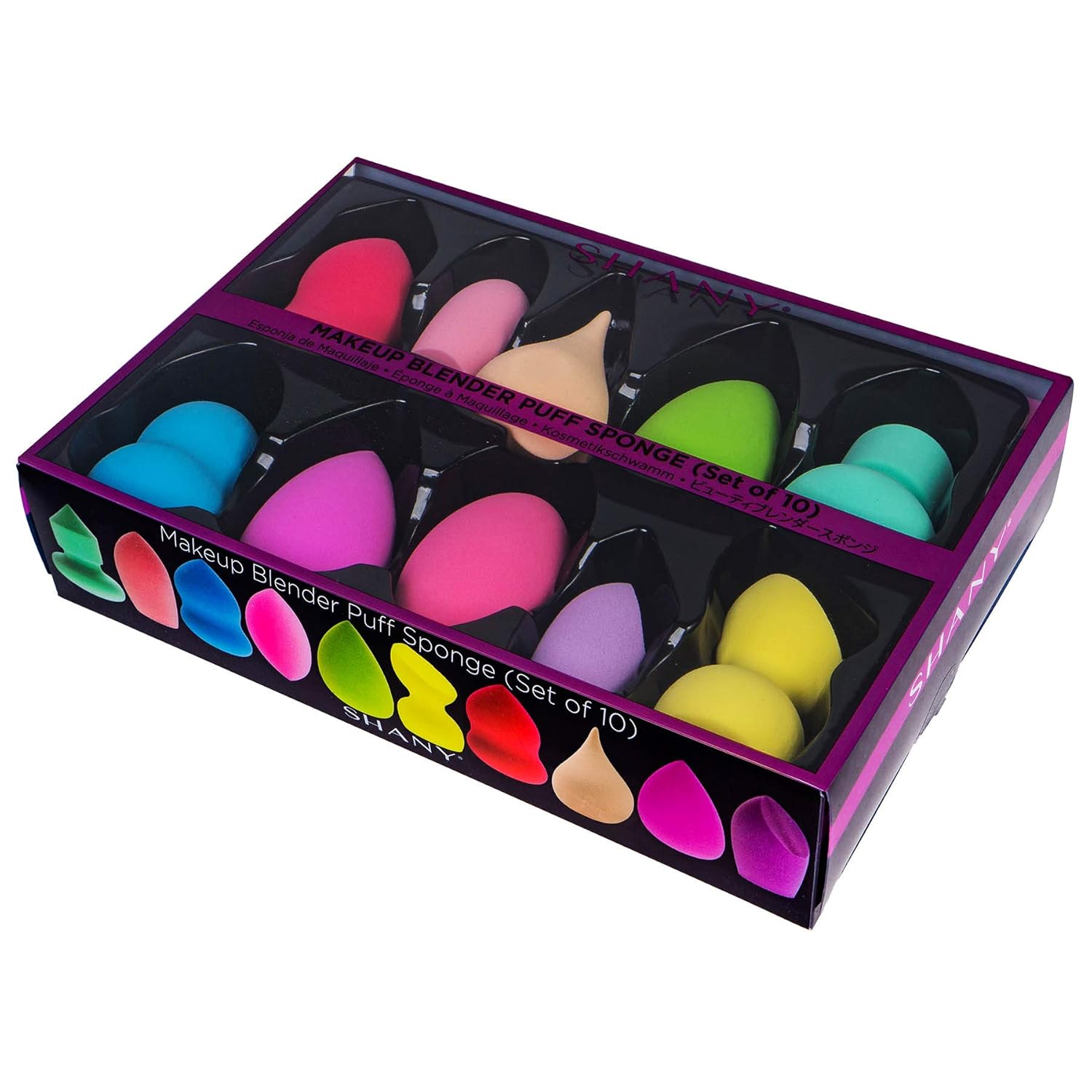 SHANY Makeup Premium Beauty Sponge Blender Puff Set - Latex-free & Vegan, Multipurpose Shapes & Colors - Set of 10 : Beauty