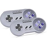 Asopiram Wireless Controller for SNES Classic Switch I, 2-Pack Retro 2.4GHz Gamapad Wireless Joystick for Computer Emulator Windows Laptop/PC/MAC/Raspberry Pi, Rechargeable Controller with USB Receiver