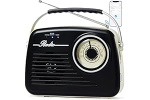 Bingxue Am Fm Radios with Bluetooth, Portable Radio Support Battery Operated or Plug in Wall for Home & Outdoor, Strong Reception, Large Dial Easy to Use for Fishing/Party/Camping (Black)