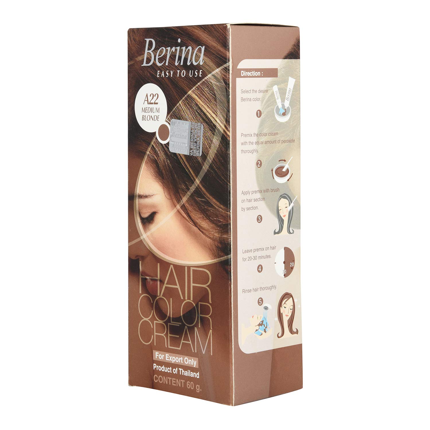Buy Berina Unisex Hair Color Cream Alcohol Free Medium Blonde