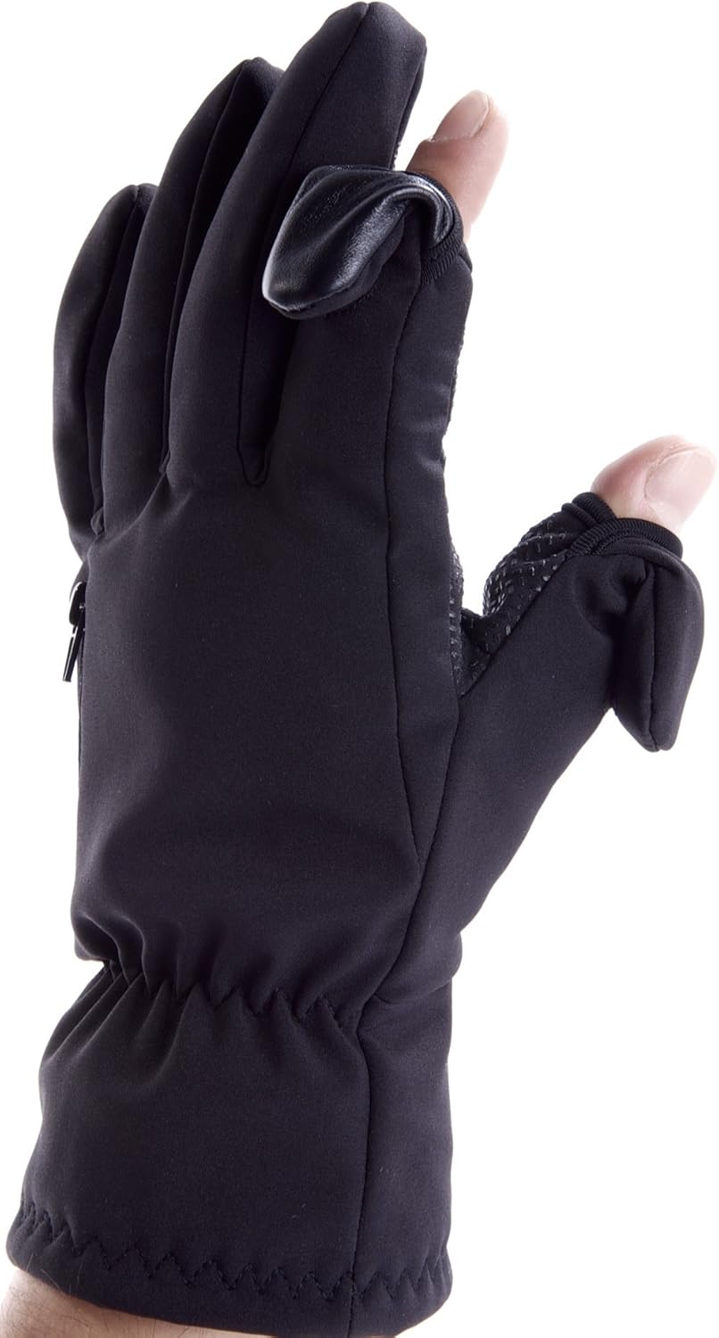 Easy Off Gloves Unisex Skiing and Photography Gloves. Fold Back