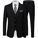 Saruit Men's Suits Slim Fit Tuxedo Suit Set 3 Piece 2-Button Solid Prom Wedding Party Blazer Vest Pants