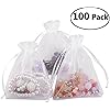 Foxnovo 100 Pack 9x12cm Organza Drawstring Gift Bags, Wedding Favor Bags (White)