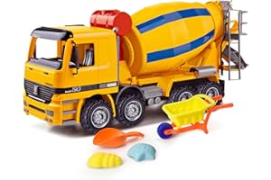 BEEMO Cement Mixer Toy Truck for Kids 15" Push and Go Sand Construction Vehicle for Toddlers Boys & Girls Realistic Play Mixer Birthday Party Gift