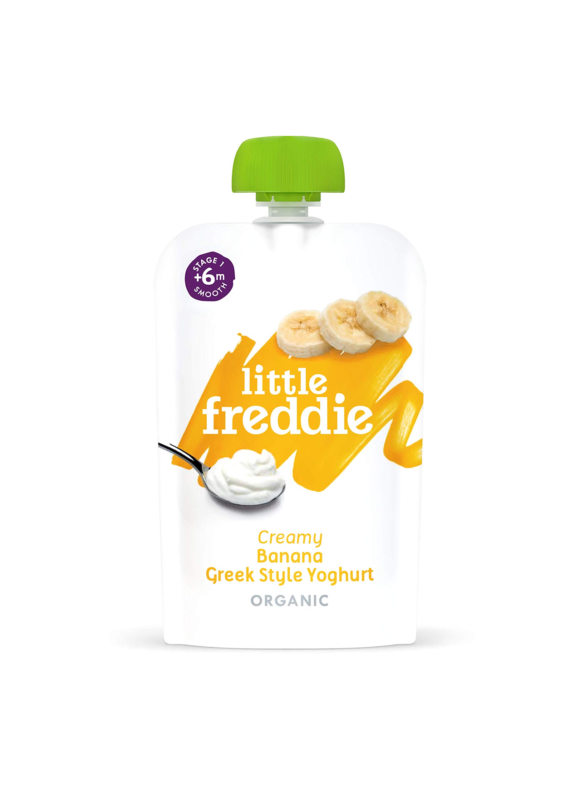 Little Freddie, Organic Baby Food Stage 1 from 6 Months Cherry Greek Style Yoghurt 6x100g Pouches, Banana
