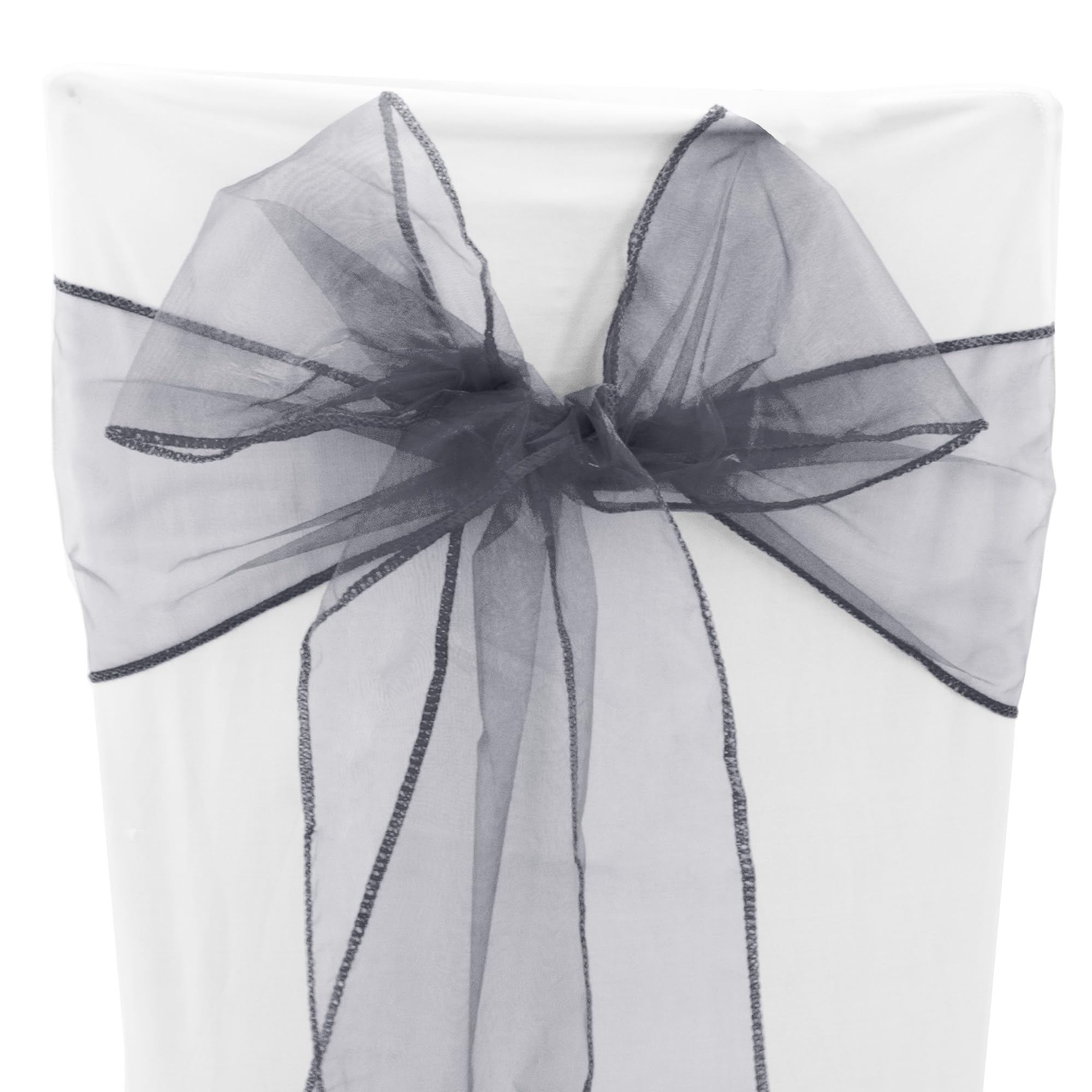 Time to Sparkle 100PCS 17x280cm Organza Chair Sashes Wider Fuller Cover Party Decoration Bow Sashes for Wedding -Gun Metal Grey