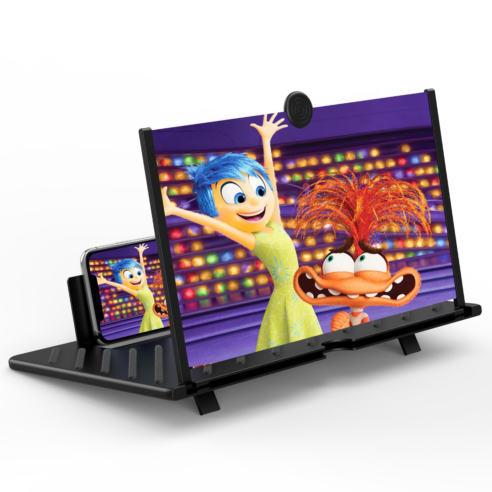 Photo 1 of 20" Screen Magnifier for Mobile Phone,3D HD Cell Phone Magnifying Projector Screen Enlarger for Movies, Videos, and Gaming,Foldable Phone Stand with Screen Amplifier,Supports All Smartphones (Black)