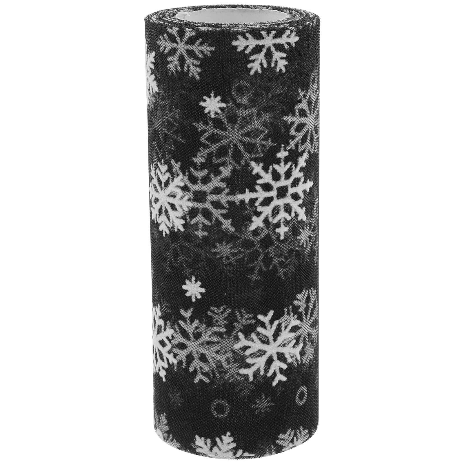 Christmas Organza Ribbon Roll Glitter Sheer Snowflake Ribbon for Christmas Tree Ornaments Wrapping Party Decorations Black 15cm 10Yards