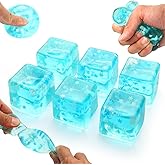 6 Pack Stress Balls Ice Cube with Snowflakes Inside, Sensory Squishy Ice Squeeze Toy Fidget Slow Rise Squishy Balls for Kids and Adults Anxiety Relief, Birthday Gifts Party Favors, Classroom Prizes
