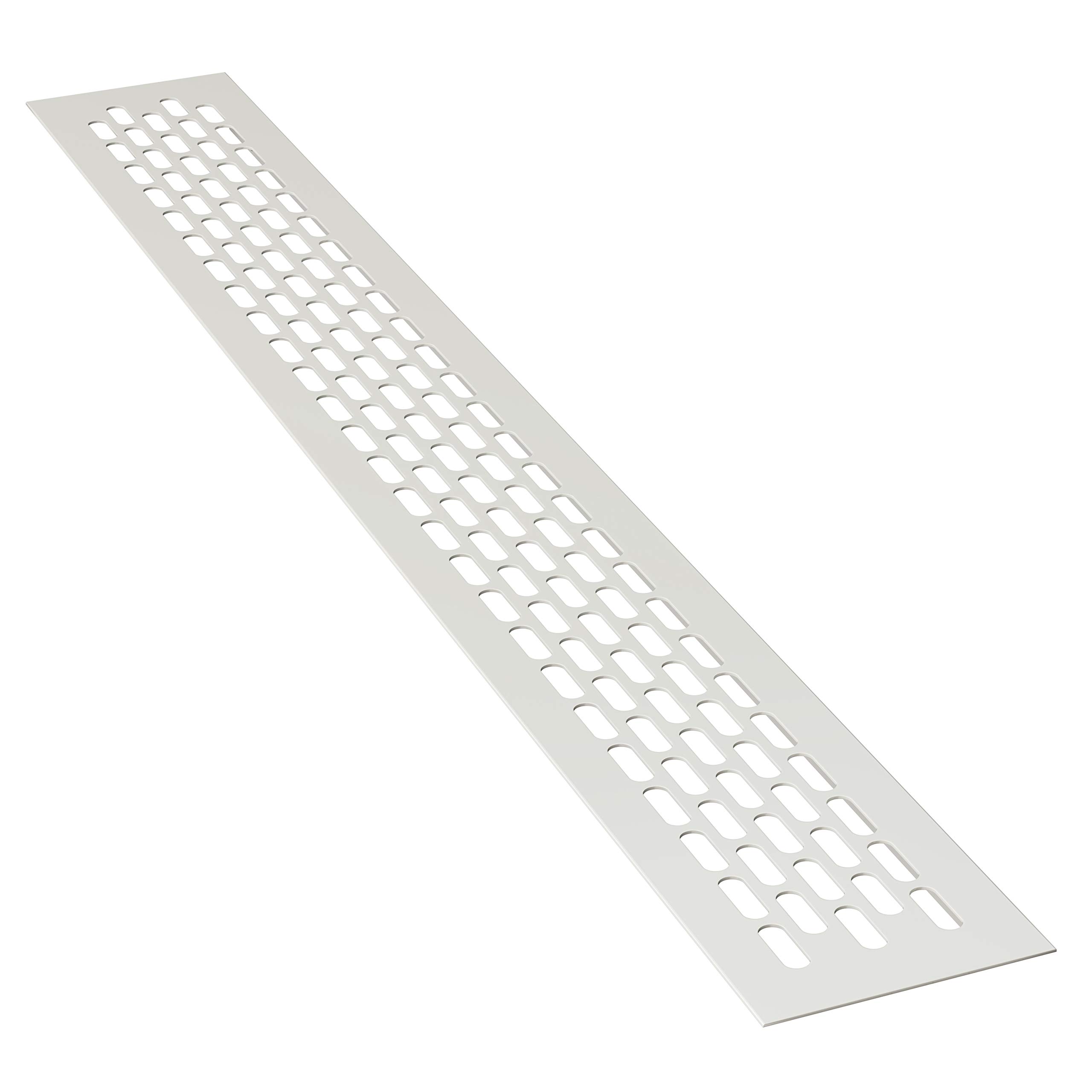 sossai® Aluminium Ventilation Grille - Alucratis (Pack of 1) | Rectangular - Dimensions: 44 x 6 cm | Colour: White | Powder-Coated