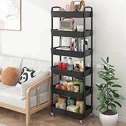 Sywhitta 6-Tier Plastic Rolling Utility Cart with