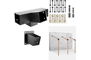DEVALLEY Pergola Slanted Roof Bracket kit,3-Way 15-Degree Right Angle Corner Bracket with Wall Mount Post Base for 4x4 (Actual:3.5“x3.5) Lumber for Pergolas/Gazebos,Porchs - 2Pack…