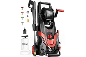 LANCHEZ (2025 Upgrade) Pressure Power Washer 4800PSI w/4 Different Pressure Tips, Inlet Hose & Filter&500ML Soap Tank, High Cleaning Machine for Cars/Fences/Driveways/Patios/Home Cleaning (Red)