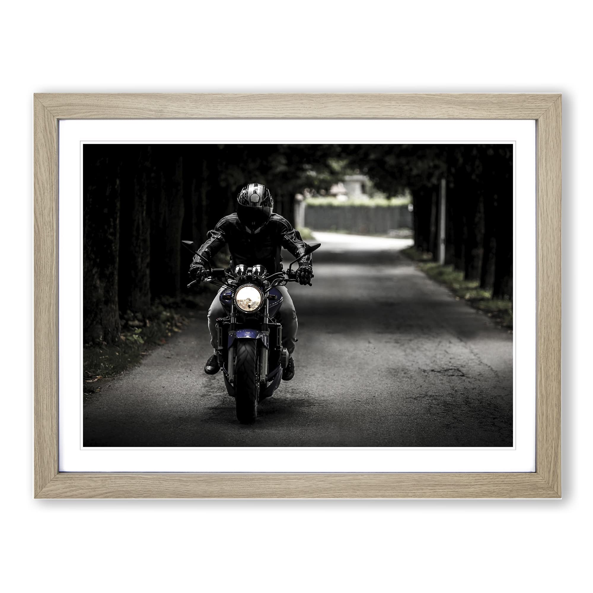 Motorcycle Motorbike No.3 Modern Framed Print | A4 Oak Framed Wall Art | Ready to Hang | Modern Vehicle Picture | Living Room Bedroom Lounge Office