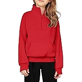 Arshiner Girls Half Zip Sweatshirt Fleece Quarter Zip Pullover Sweatshirts Fall Clothes for Teen Girls Thumb Hole