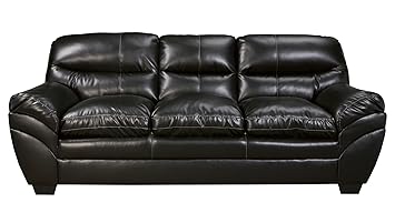 Amazon.com: Ashley Tassler DuraBlend Leather Sofa in Black: Kitchen