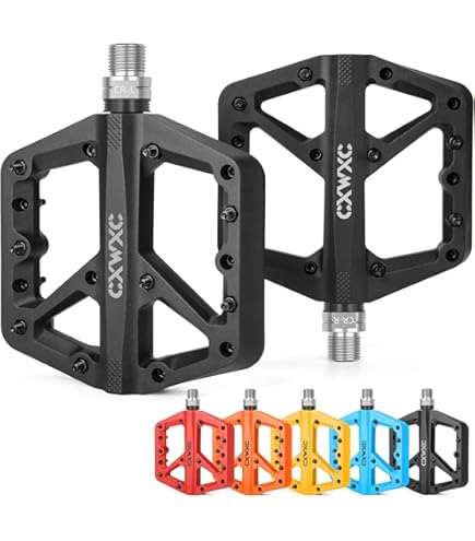 Aazon.co : Dr V11 Flat Ountain Bike Pedals - All Black, Steel Axle/Pair Lightweight Nylon