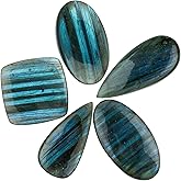 CRYSTALIS 5pcs, Magic-Pattern Labradorite Loose Gemstone, Natural Wholesale Bulk Cabochons Jewelry Making Supply, Chakra-Healing Polished Stone, Wire Wrapping, DIY, Gem Collection [Size : 20-30mm]