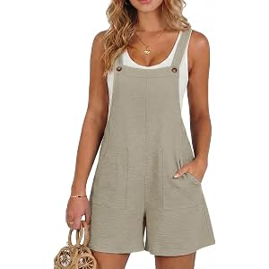 Dokotoo Women's Casual Rompers Loose Overalls One Piece Sleeveless Wide Leg Short Pant Jumpsuits With Pockets
