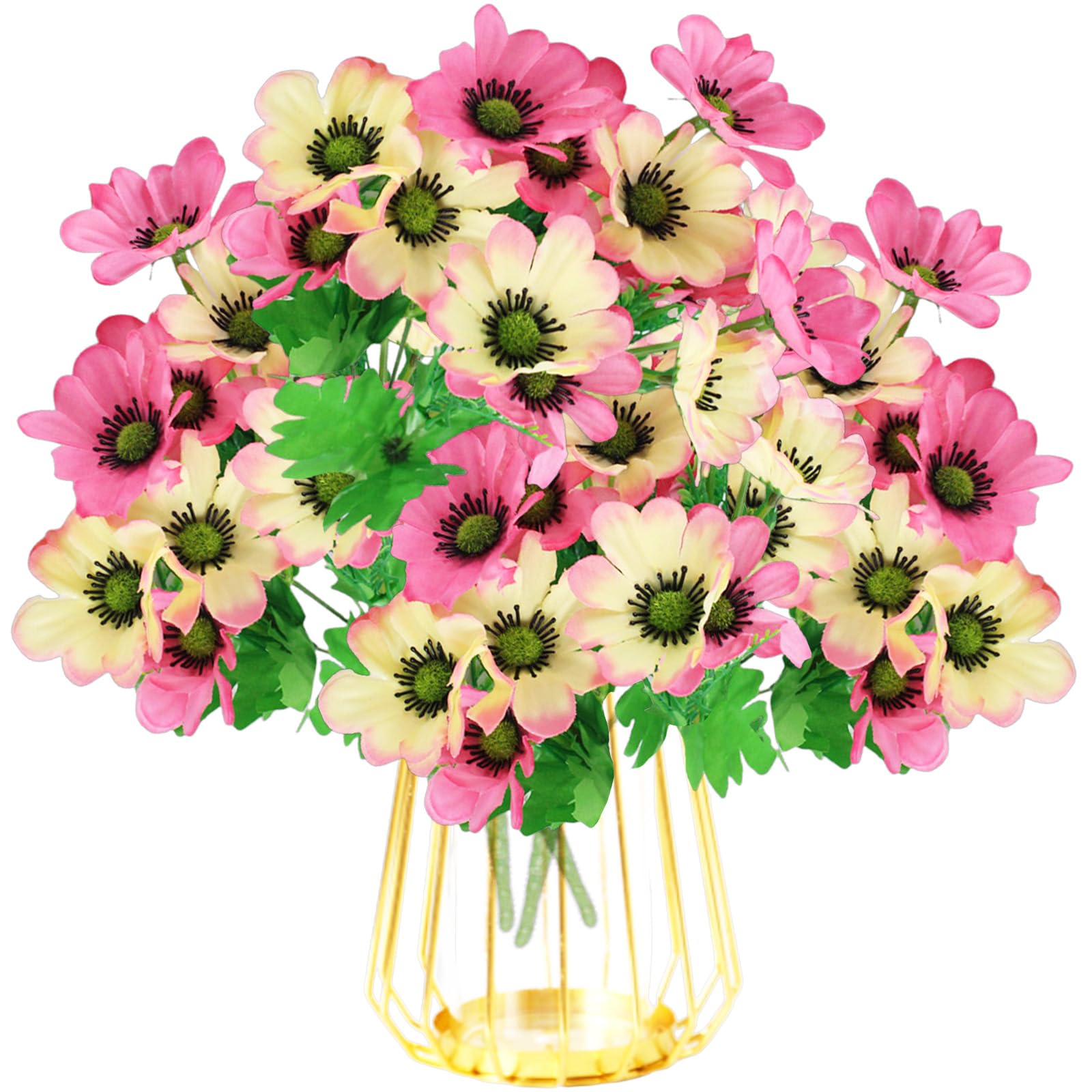 astylishome Artificial Flowers for Decoration Fake Daisy Flowers Outdoor Faux Plastic Flower Craft Accessories for Garden Porch Farmhouse Window Box Decor Pink 0705