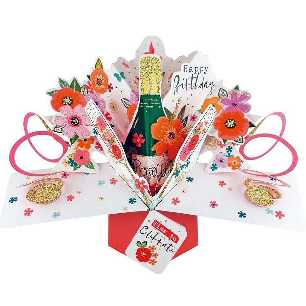 Birthday Prosecco Pop-Up Greeting Card Original Second Nature 3D Pop Up Cards