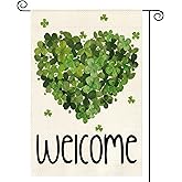AVOIN colorlife St Patricks Day Garden Flag 12x18 Inch Double Sided Outside, Lucky Clover Shamrock Welcome Holiday Yard Outdoor Flag