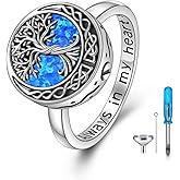 Tree of Life Urn Ring for Ashes 925 Sterling Silver Celtic Knot Family Tree Memorial Keepsake Jewelry Always in My Heart Cremation Ring for Women Men
