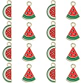 DanLingJewelry 20pcs Alloy Enamel Pendants Watermelon Slice Charms Fruit Watermelon Charms for DIY Bracelet Earrings Jewelry Making