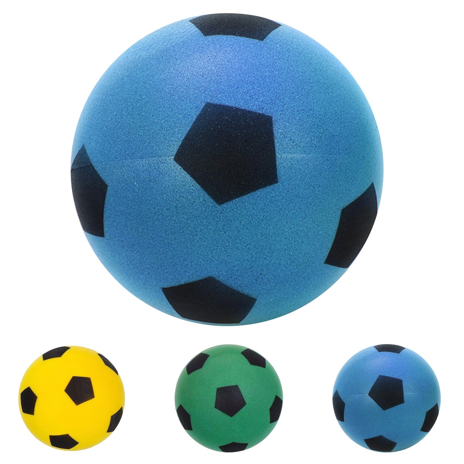 WEXFFU Foam Ball Softball Football, 21 cm Soft Fabric Ball for Indoor Outdoor Training Games with Silent Softball (Blue)