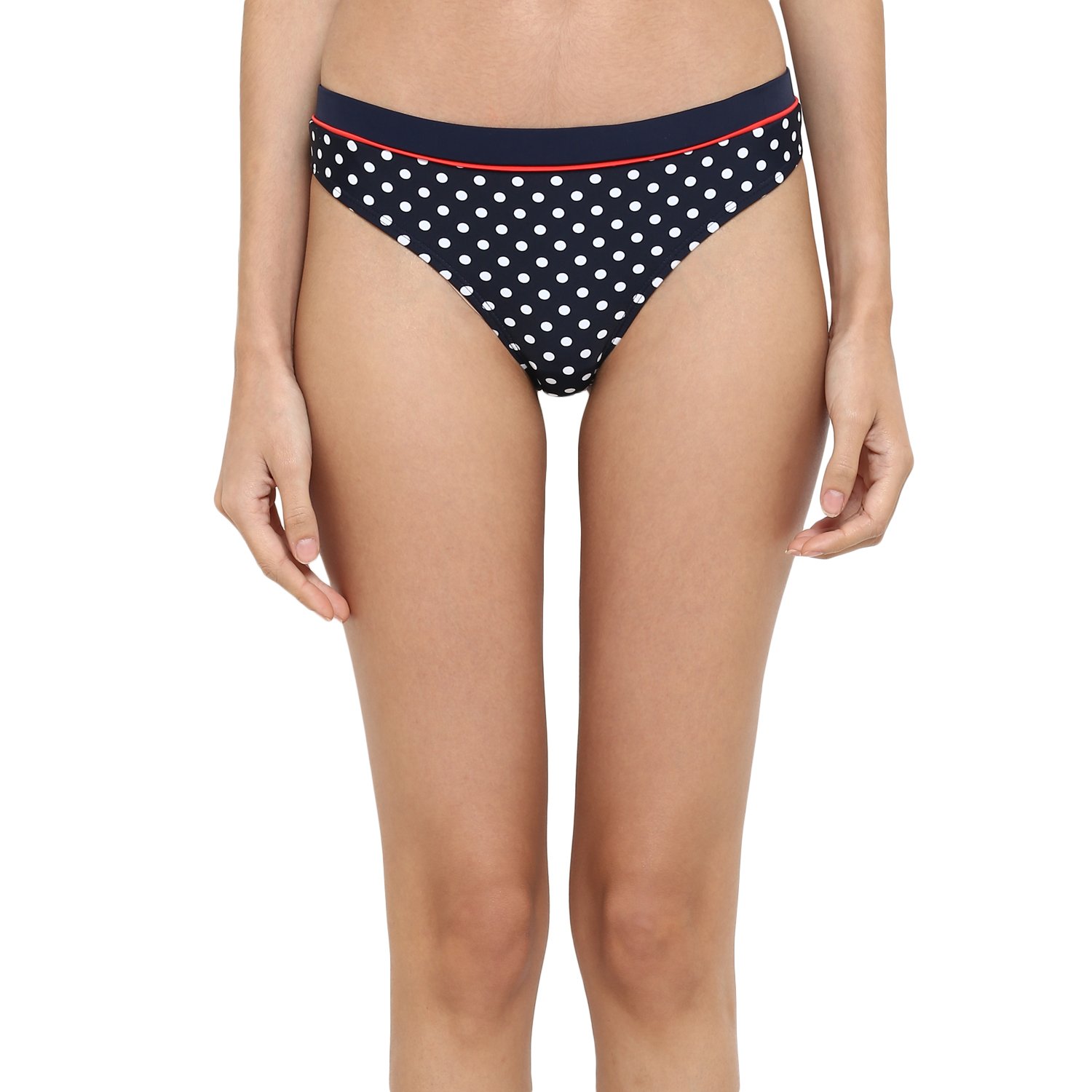 kvl womens printed bikini swimsuit bottom- navy