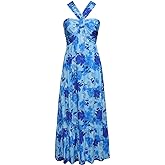 GRACE KARIN 2025 Women's Criss Cross Halterneck Sleeveless Summer Floral Print Flowy A Line Maxi Dress