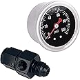Universal Fuel Pressure Gauge Liquid 0-100psi Oil Press Gauge 1/8" NPT with an 6 Fuel Pressure Take Off Fitting 6an Adapter