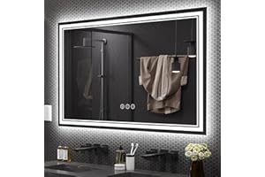 Ratsamee 60x36 3 Colors Led Mirror for Bathroom with Front Light and Backlit,Dimmable Anti Fog Wall Bathroom Mirror with Led Lights, Water Proof, Decor Vanity Mirror
