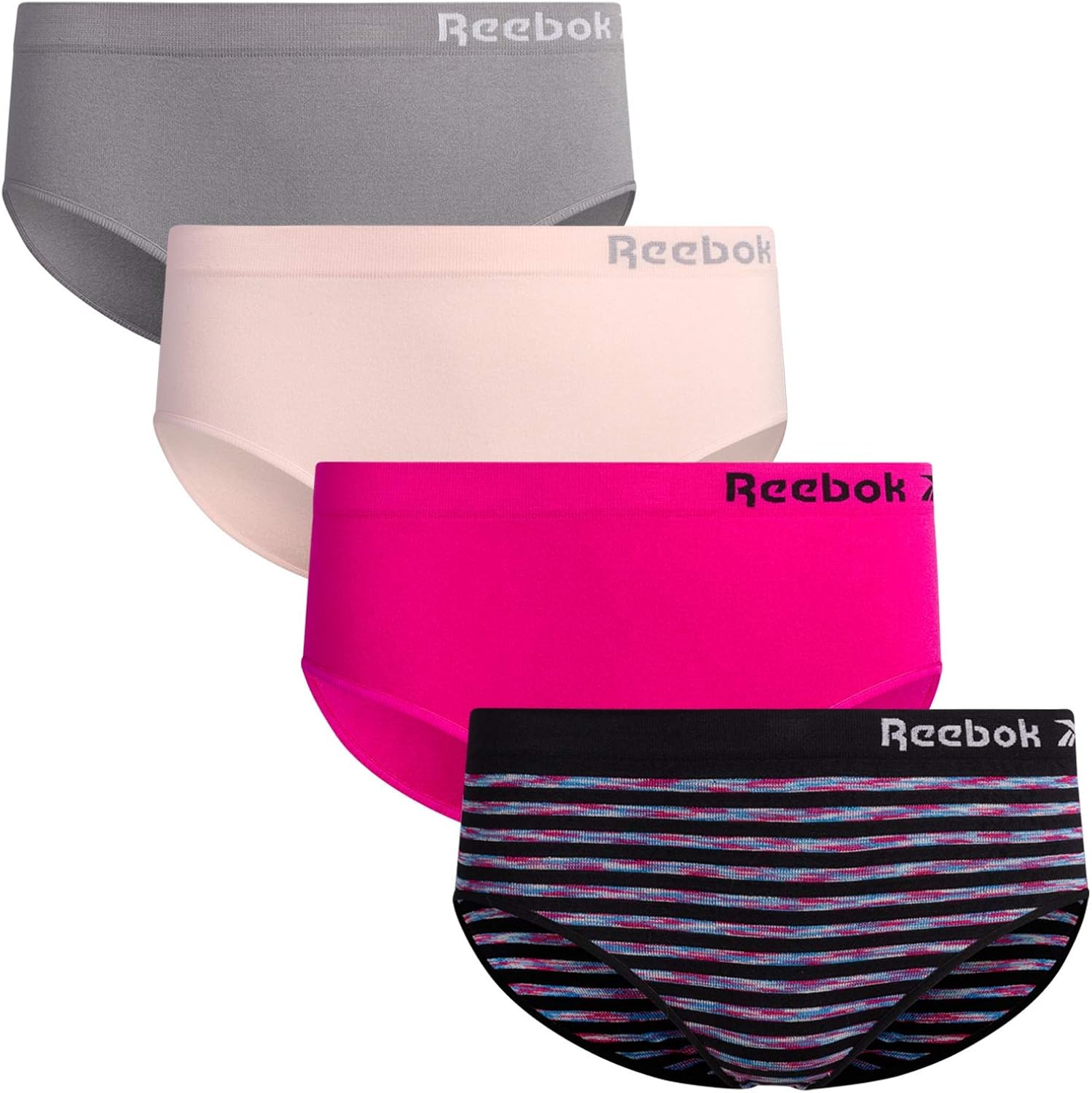 Reebok Girls' Underwear Seamless Hipster Panties (4 Pack