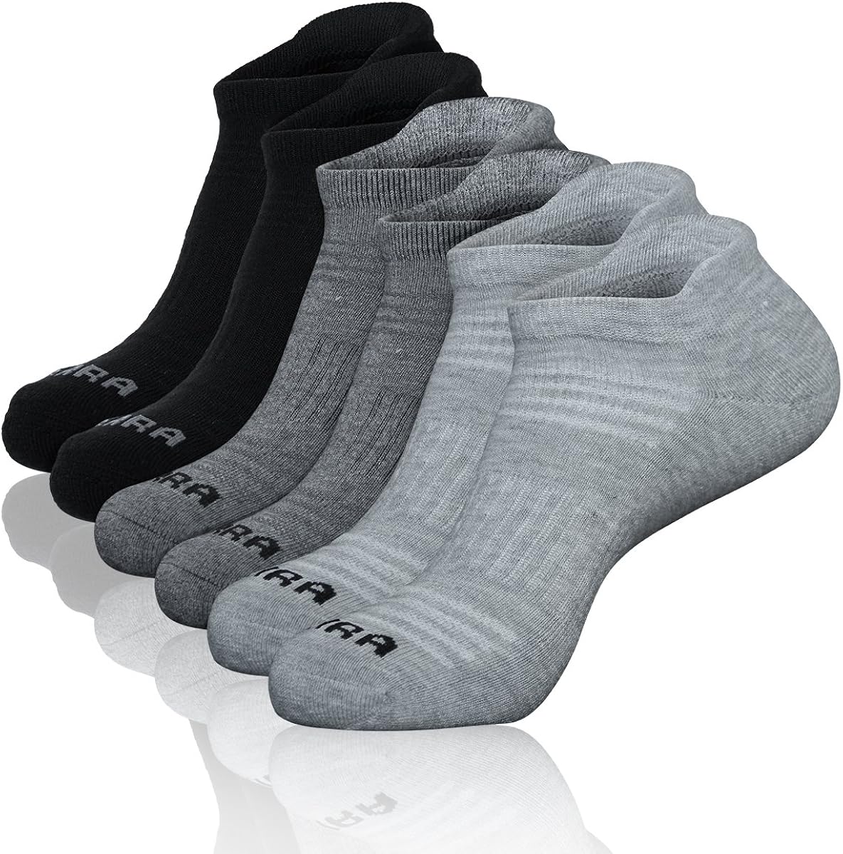 LITERRA Mens Ankle Socks 6 Pack Low Cut Athletic Running Cushioned Tab Socks: Clothing
