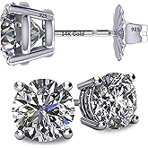 Central Diamond Center 14K Hypoallergenic Solid Gold Post Swarovski Zirconia Stud Earrings-Premium Comfort, No Irritation-Classic Gift for Sensitive Ears (Various Sizes)
