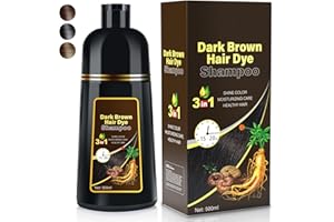 JIESSIA Kaisasa Dark Brown Hair Dye Shampoo 3 IN 1, Hair Color Shampoo for Gray Hair Coverage For Women & Men Natural Herbal Plant Semi Permanent Grey Hair Cover Treated, 16.9 Fl Oz
