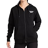 Reebok womens Embroidery Full-zip Hoodie, Standard Fit, Midweight Cotton-poly Fabric