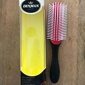 Denman Haarbürste D41 Freeflow – 9-reihig, Weißer Griff, Schwarzes Gummikissen, Antistatisch, Für Präzises Styling