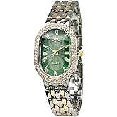 VILKFY Women Vintage Gold Rome Watch Oval Case Adjustable Stainless Steel Watch Band Waterproof Analog Quartz Watch