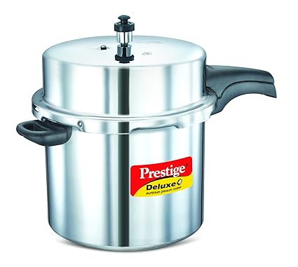 Prestige Deluxe Plus Induction Base Aluminium Pressure Cooker, 12 Litres,Silver